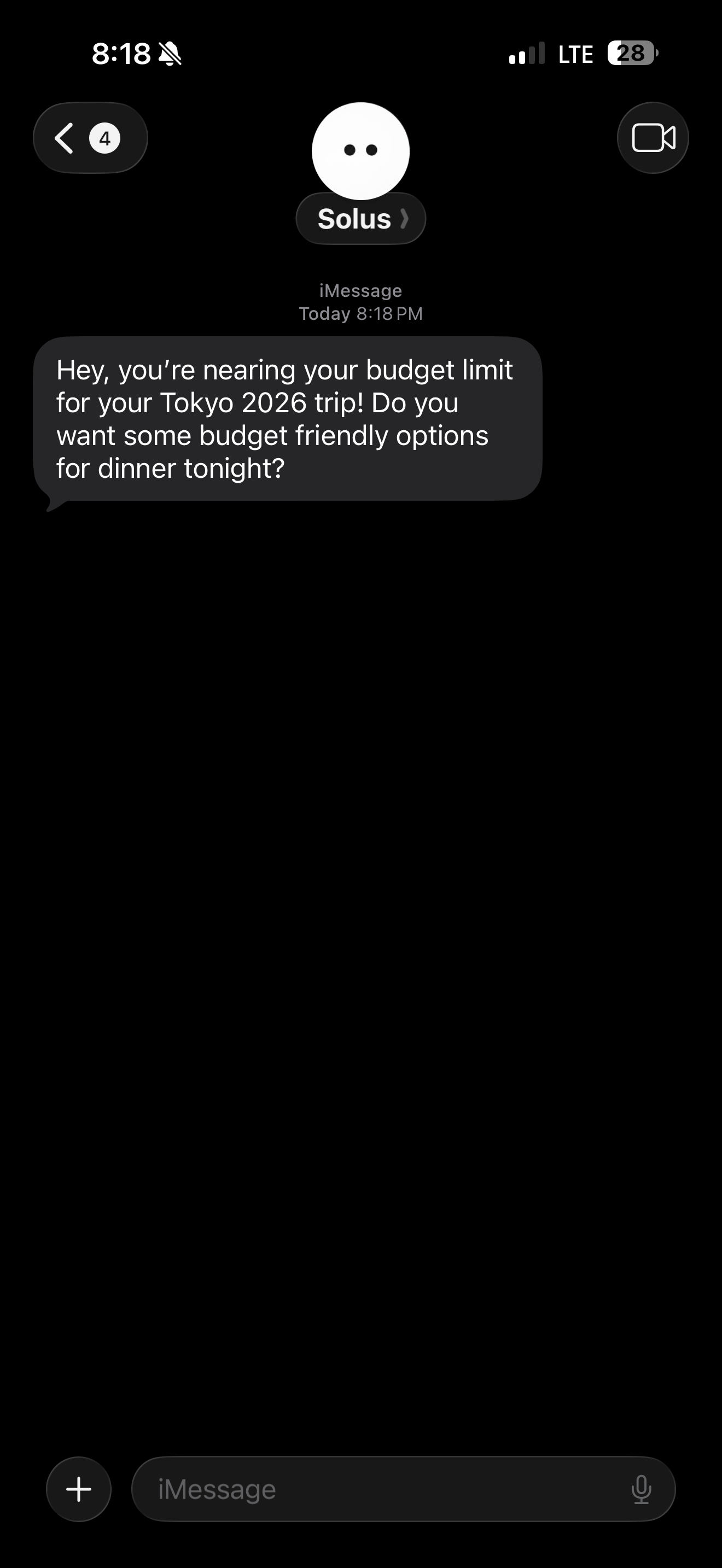 Budget Alerts – iMessage