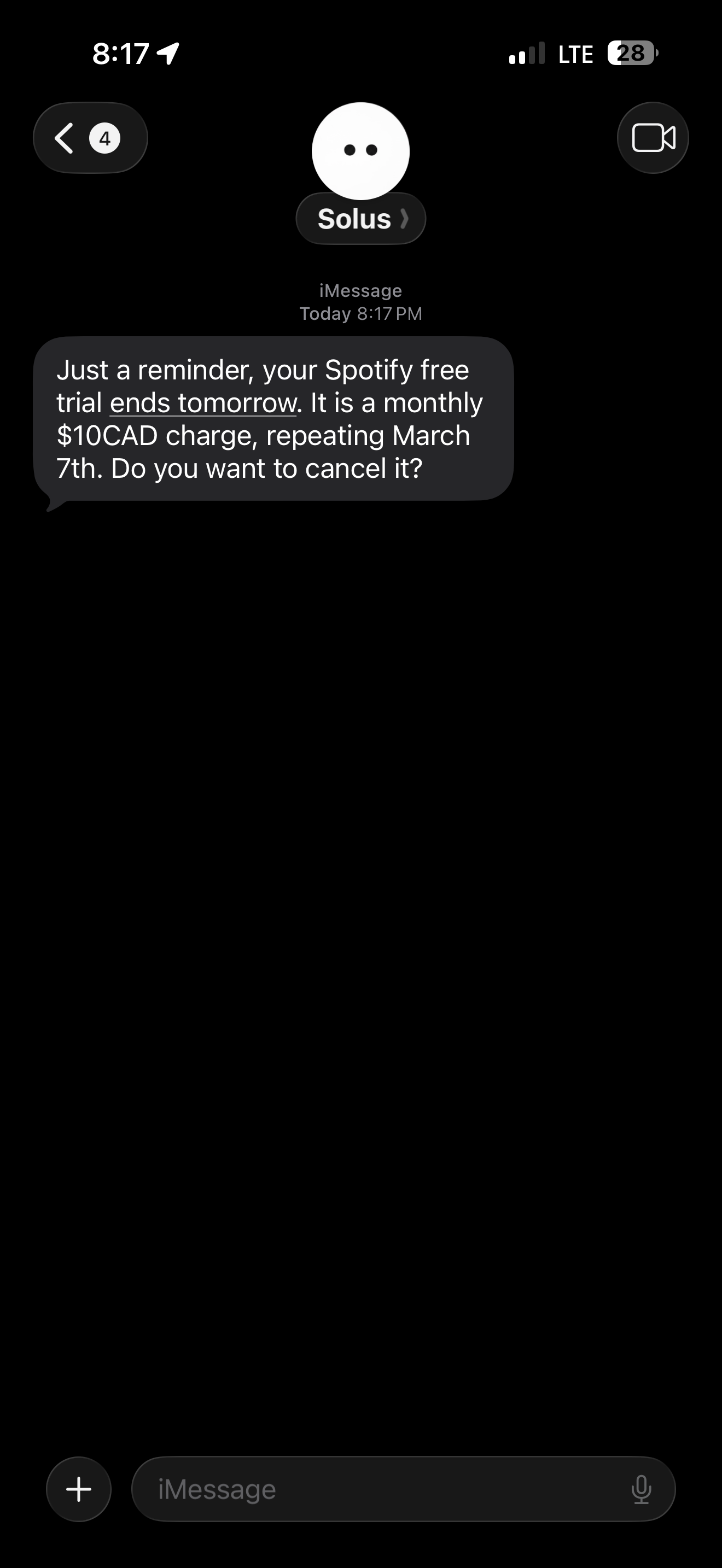 Reminders – iMessage